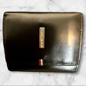 Tommy Hilfiger Black Leather Mens Trifold‎ Billfold Wallet Three Compartments